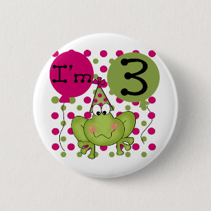 Badge Rond 5 Cm Grenouille rose 3ème anniversaire Tshirts et cadea