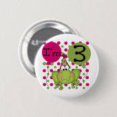 Badge Rond 5 Cm Grenouille rose 3ème anniversaire Tshirts et cadea (Devant & derrière)