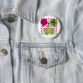 Badge Rond 5 Cm Grenouille rose 4e anniversaire Tshirts et cadeaux (En situation)