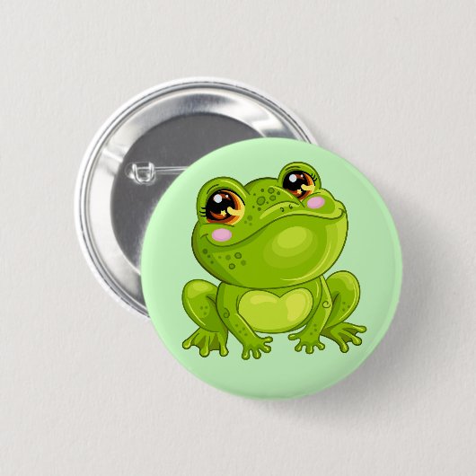Badge Rond 5 Cm Grenouille verte (Devant & derrière)