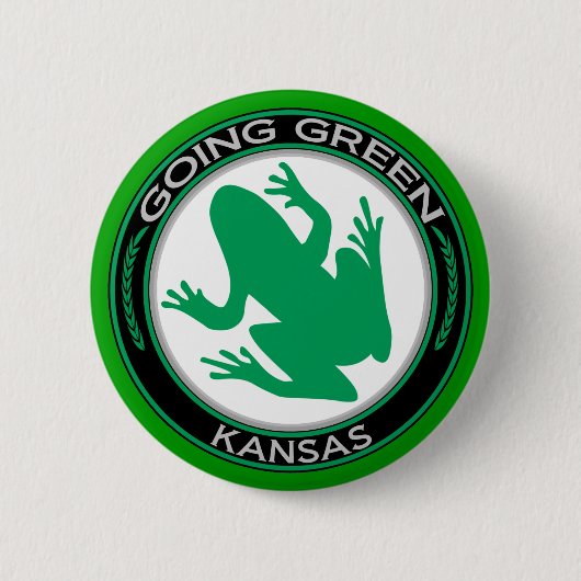 Badge Rond 5 Cm Grenouille verte allante du Kansas (Devant)