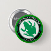 Badge Rond 5 Cm Grenouille verte allante du Kansas (Devant & derrière)