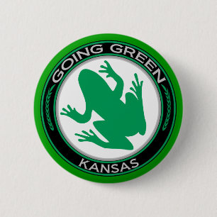 Badge Rond 5 Cm Grenouille verte allante du Kansas