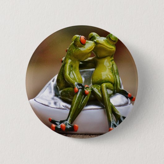 Badge Rond 5 Cm Grenouilles Heureuses (Devant)