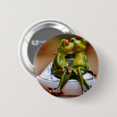 Badge Rond 5 Cm Grenouilles Heureuses (Devant & derrière)