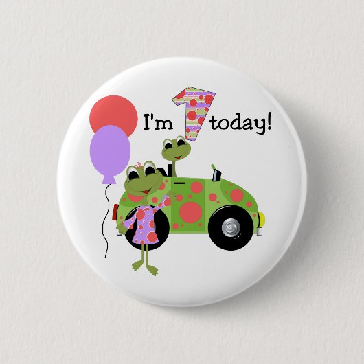 Badge Rond 5 Cm Grenouilles Mod 1er anniversaire (Devant)