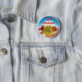 Badge Rond 5 Cm Grenouilles pour Obama (En situation)