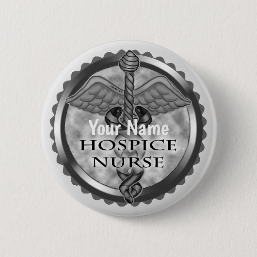 Badge Rond 5 Cm Grey caduceus Hospice Nurice Nurice (Devant)