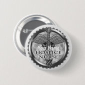 Badge Rond 5 Cm Grey caduceus Hospice Nurice Nurice (Devant & derrière)