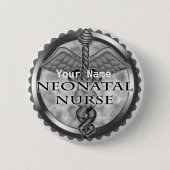 Badge Rond 5 Cm Grey caduceus Infirmière néonatale (Devant)