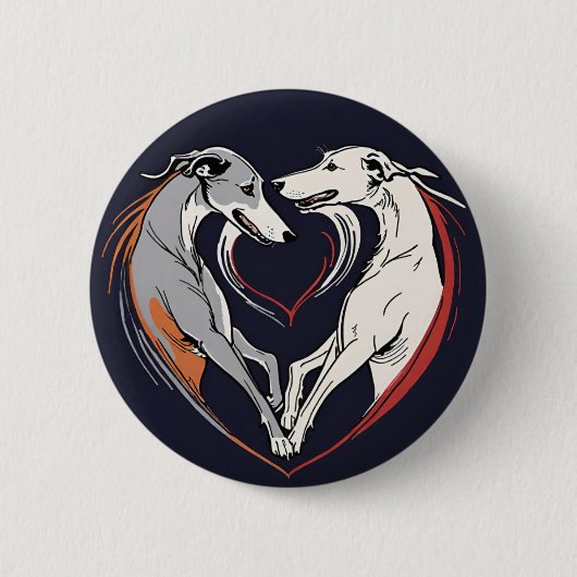 Badge Rond 5 Cm Greyhound Love Greyhounds Adoption Retraité Racing (Devant)