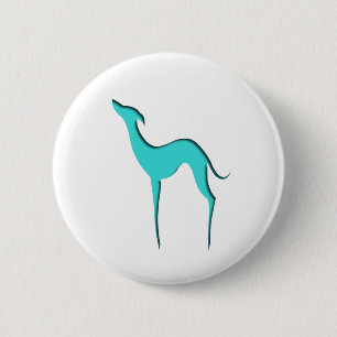 Badge Rond 5 Cm Greyhound Whippet chien élégante silhouette turquo
