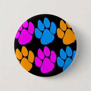 Badge Rond 5 Cm GRIFFES MULTICOLORES de TIGRE du TIGRE 80s de