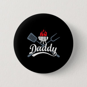 Badge Rond 5 Cm Grill Daddy Bbq Barbecue Cadeaux Hommes Papa Fête