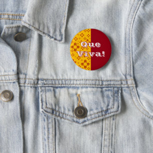 Badge Rond 5 Cm Grilles verticales Zia Soleil Rouge Jaune Nouveau-