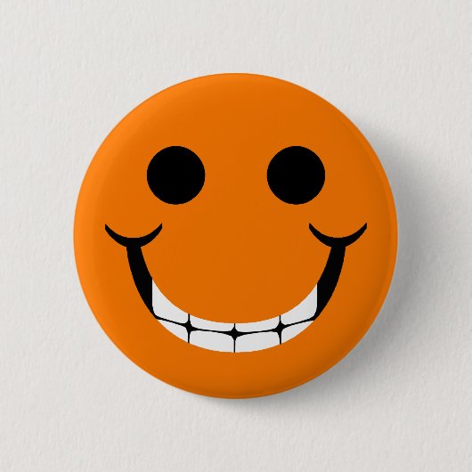 BADGE ROND 5 CM GRIMACE HEUREUSE ORANGE (Devant)