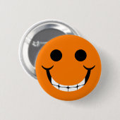 BADGE ROND 5 CM GRIMACE HEUREUSE ORANGE (Devant & derrière)