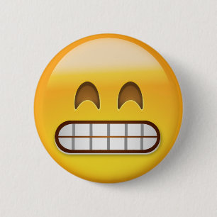 Badge Rond 5 Cm Grimacerie du visage avec les yeux de sourire