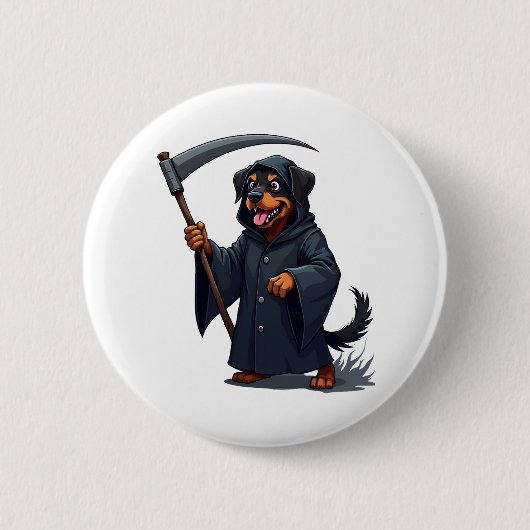 Badge Rond 5 Cm Grimper Reaper Rottweiler Chien (Devant)