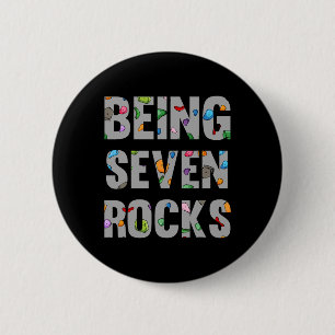 Badge Rond 5 Cm grimpeur d'anniversaire de 7 ans étant âgé de sept