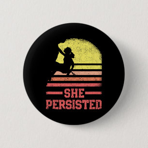 Badge Rond 5 Cm Grimpeuse féminine d'escalade de roche silhouette