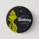 Badge Rond 5 Cm Grinch Chalkboard Anniversaire (Devant)
