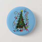 Badge Rond 5 Cm Grinch classique | Arbre de Noël (Devant)