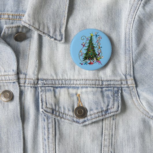 Badge Rond 5 Cm Grinch classique | Arbre de Noël (En situation)