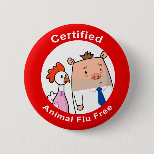 Badge Rond 5 Cm Grippe animale certifiée librement (Devant)