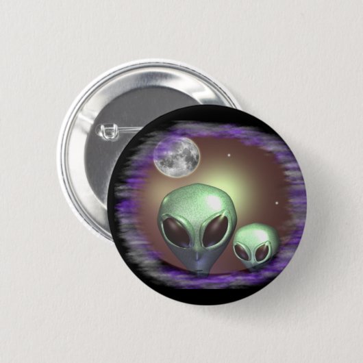 Badge Rond 5 Cm gris Alien (Devant & derrière)