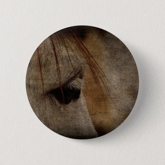 Badge Rond 5 Cm Gris Cheval Face Grunge (Devant)