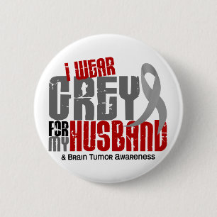 Badge Rond 5 Cm Gris d'usage de la tumeur cérébrale I pour mon
