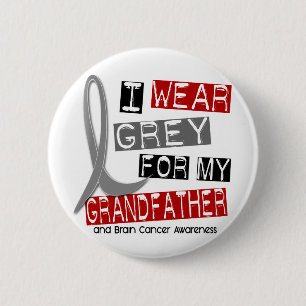Badge Rond 5 Cm Gris d'usage du CANCER DU CERVEAU I pour mon