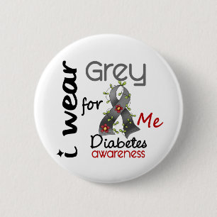 Badge Rond 5 Cm Gris d'usage du diabète I pour MOI 43