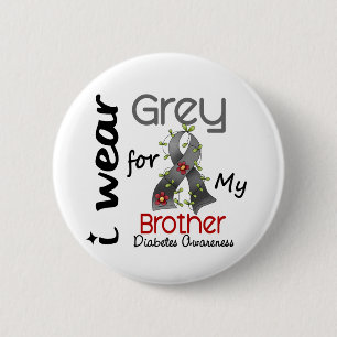 Badge Rond 5 Cm Gris d'usage du diabète I pour mon frère 43
