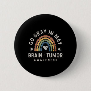 Badge Rond 5 Cm Gris En Mai Cerveau Tumeur Accroissement