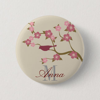 Badge Rond 5 Cm Gris nommé fait sur commande de bouton d'oiseau