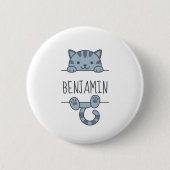Badge Rond 5 Cm Gris Tabby Chat Pékin derrière Nom personnalisé (Devant)