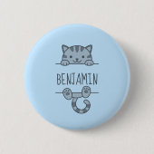 Badge Rond 5 Cm Gris Tabby Chat Pékin derrière Nom personnalisé Bl (Devant)