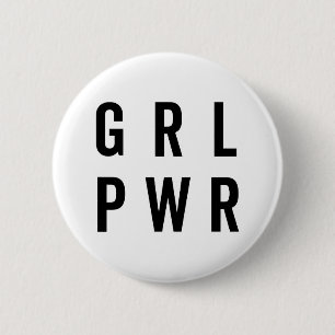Badge Rond 5 Cm GRL PWR/citation féministe puissance de fille