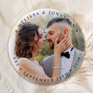 Badge Rond 5 Cm Groom de mariée moderne Mariage photo simple