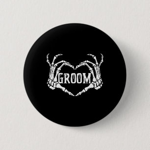 Badge Rond 5 Cm Groom éffrayant Skeleton Mains Halloween Fiançaill
