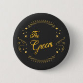 Badge Rond 5 Cm Groom Gold Mariage Élégant Faveur (Devant)