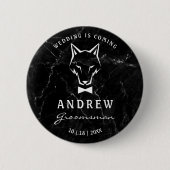 Badge Rond 5 Cm Groomsman Best Man Groom Wolf Marble Arrière - pla (Devant)