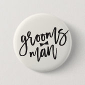 Badge Rond 5 Cm Groomsman Black Brush Script Bow Cravate de mariag (Devant)