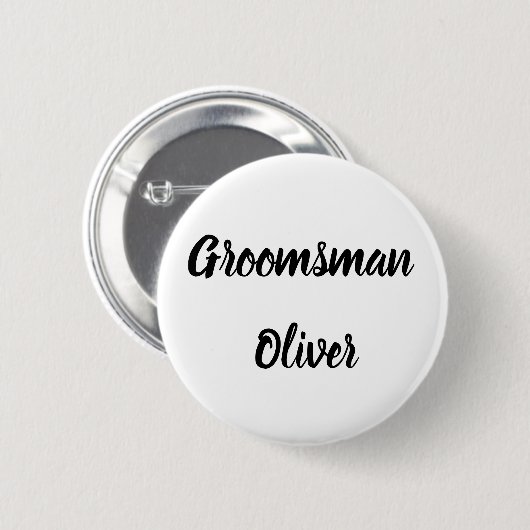Badge Rond 5 Cm Groomsman Black Nom personnalisé Cadeaux Mariage (Devant & derrière)