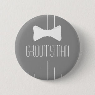 Badge Rond 5 Cm Groomsman Bowtie blanc 2