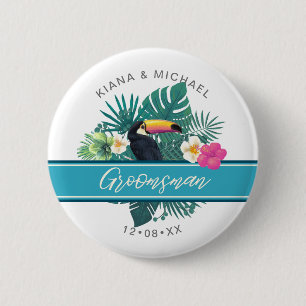 Badge Rond 5 Cm Groomsmane tropical aquarelle ID577