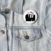 Badge Rond 5 Cm Groomsmen en Cravate noire Pose pour une photo (En situation)
