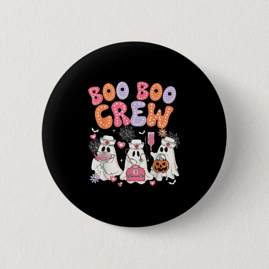Badge Rond 5 Cm Groovy Boo Boo Crew Nurse Funny Ghost Halloween Te (Devant)